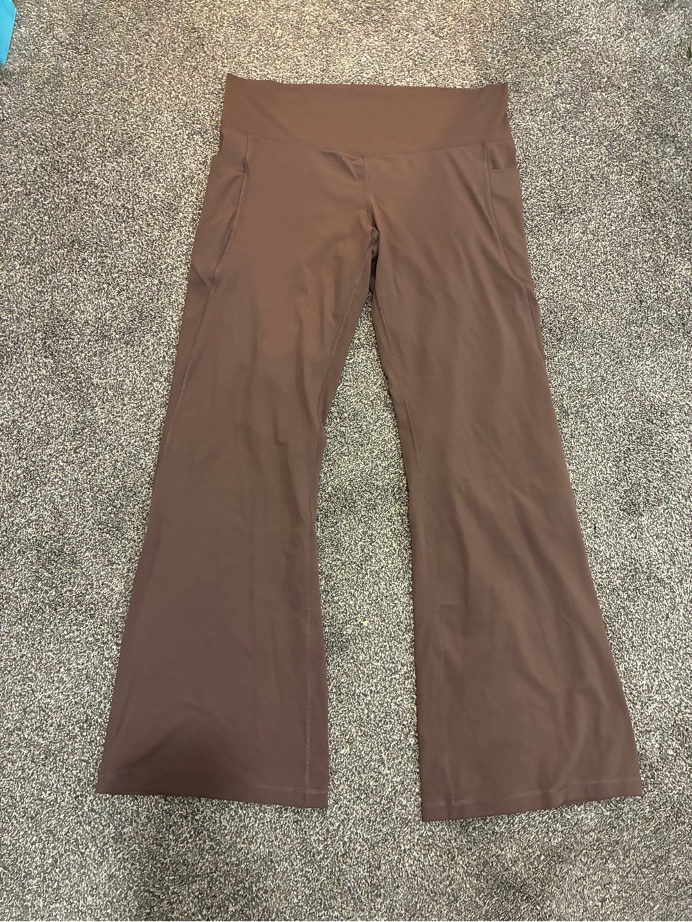 Brown Boot Cut Flare Pants with Wide Waistband